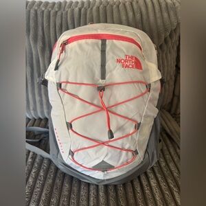 The North Face White/ivory and coral BOREALIS Backpack